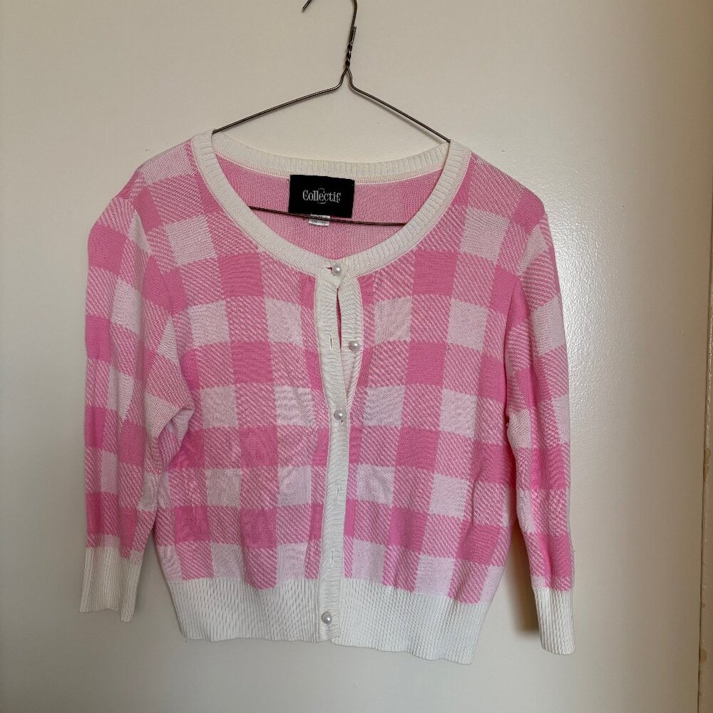 Pink Gingham Cadigan